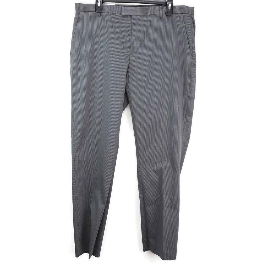 Dress Pants Gray Striped Career Casual‎ Trousers